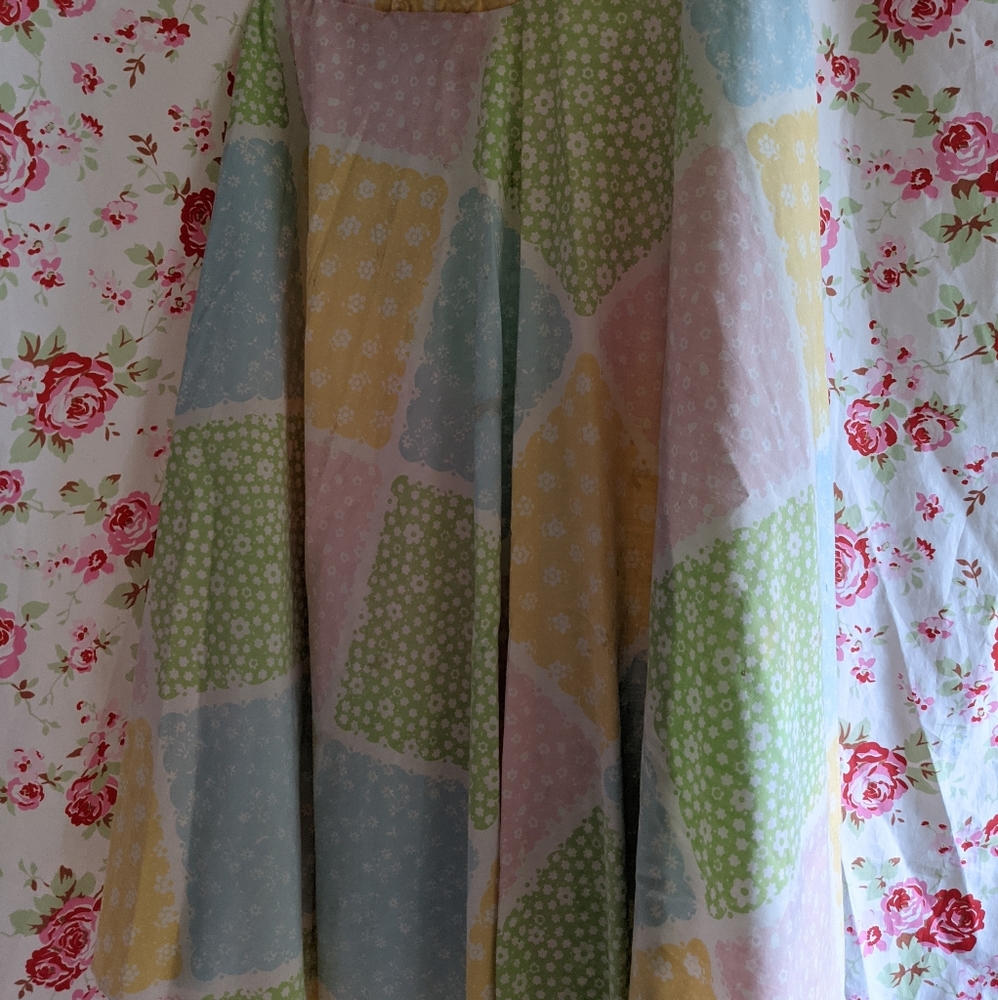 Handmade Vintage Pastel Floral Sheet Circle Skirt